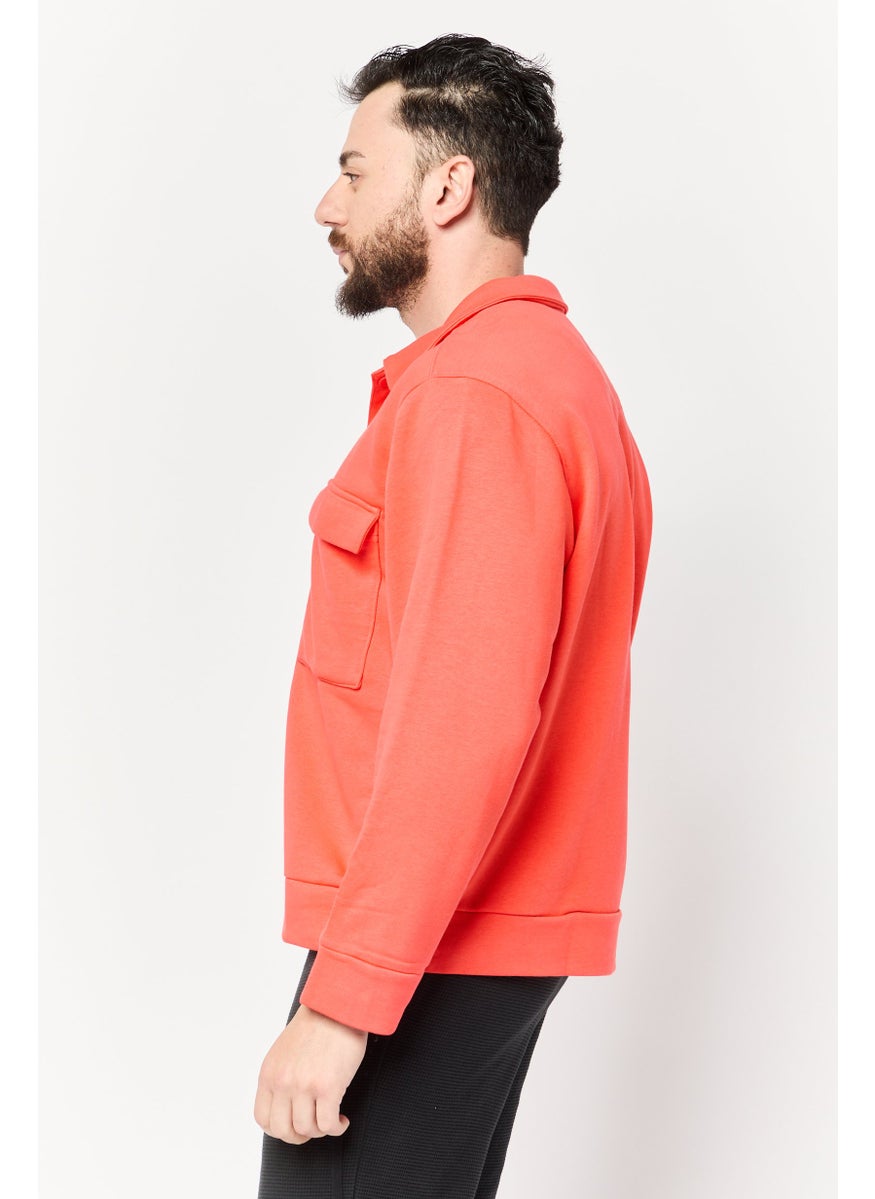Adidas Men Sportswear Fut Long Sleeves Outdoor Jacket Shirt, Red  - Image 3