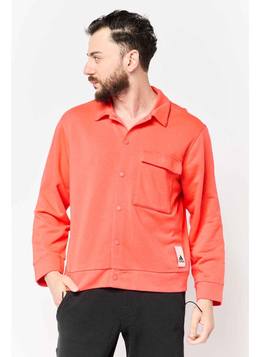 Adidas Men Sportswear Fut Long Sleeves Outdoor Jacket Shirt, Red  - Image 1