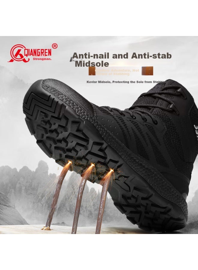Strongman Qiangren Men's Boots Popcorn Breathable Shock Absorbing Outdoor Boots 3515 New High-top Combat Boots Jds235h Black Size 44 - Image 3