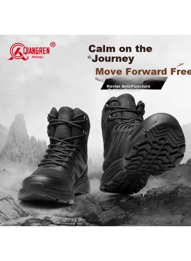 Strongman Qiangren Men's Boots Popcorn Breathable Shock Absorbing Outdoor Boots 3515 New High-top Combat Boots Jds235h Black Size 44 - Image 4