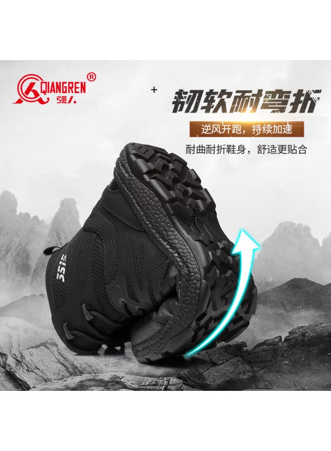 Strongman Qiangren Men's Boots Popcorn Breathable Shock Absorbing Outdoor Boots 3515 New High-top Combat Boots Jds235h Black Size 44 - Image 5