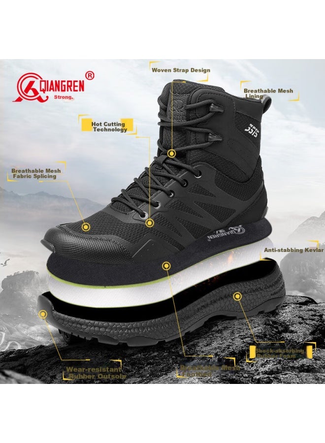 Strongman Qiangren Men's Boots Popcorn Breathable Shock Absorbing Outdoor Boots 3515 New High-top Combat Boots Jds235h Black Size 44 - Image 2