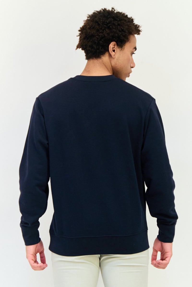 833 POLICE Men Crew Neck Brand Logo Long Sleeves Sweatshirt, Navy - Image 4