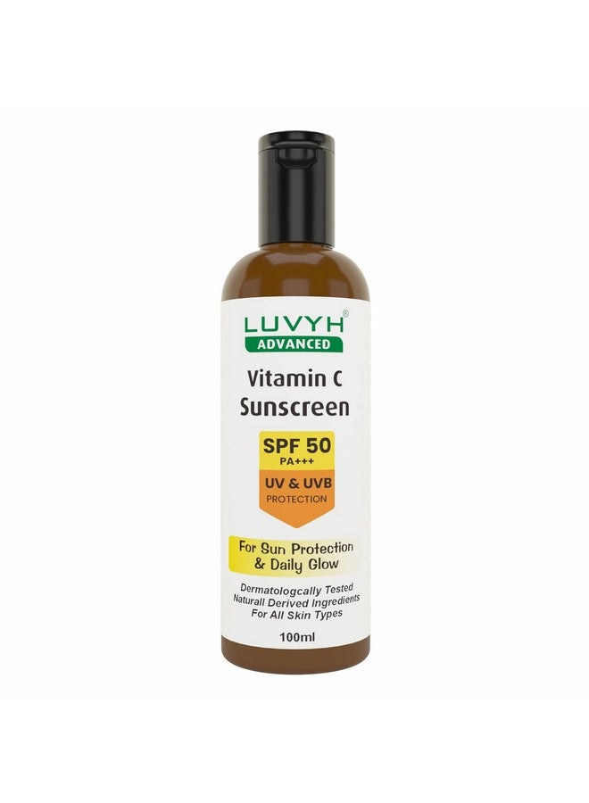 Luvyh Vitamin C Daily Glow Sunscreen SPF 50 100ml - Protects from UV Rays, Brightens Skin, Anti-Aging Formula - Image 1