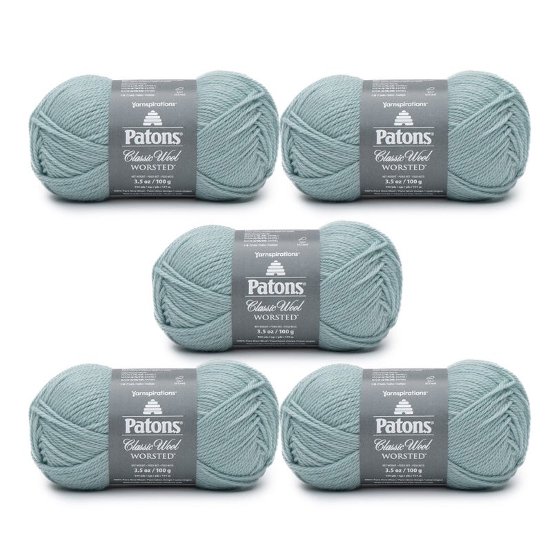 Patons Classic Wool Seafoam Yarn  5 Pack of 35oz100g  Wool  4 Medium  210 Yards  KnittingCrochet