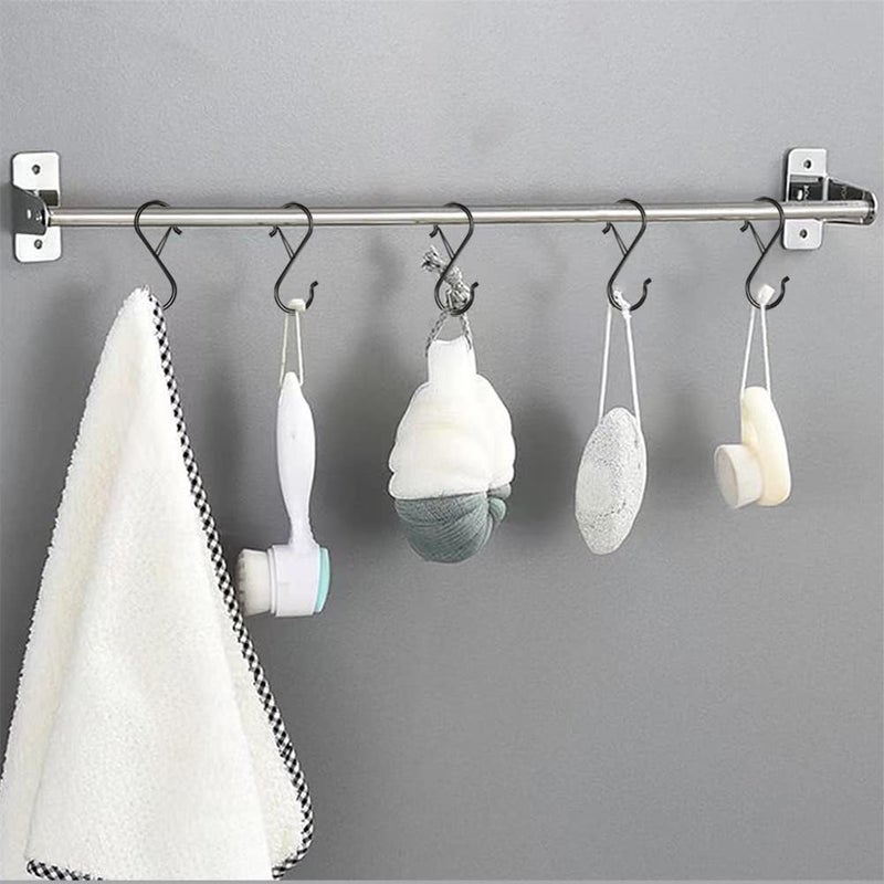 Ruilisi 8 Pack Heavy Duty S Hooks with Safety Buckle - 3 . 5 Inch Metal S Shaped Hooks for Hanging Plants , Clothes , Kitchen Utensils , Pots , Pans , and Bags (Black ) - Image 2