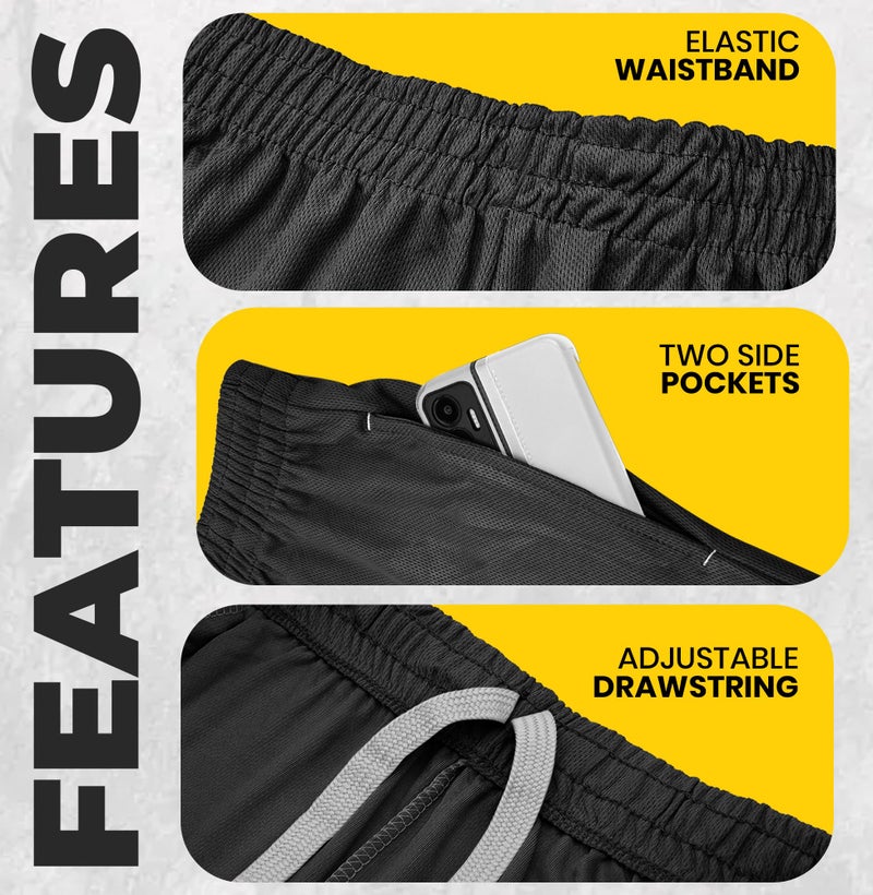 NY Threads Men's Athletic Shorts Quick Dry Loose-Fit Lightweight Running Workout Gym Shorts with Pockets, XX-Large, Black - Image 3