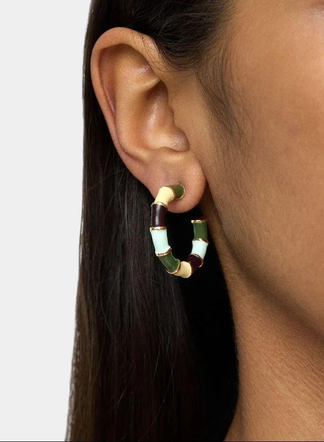 بارفوا أقراط حلقات المينا