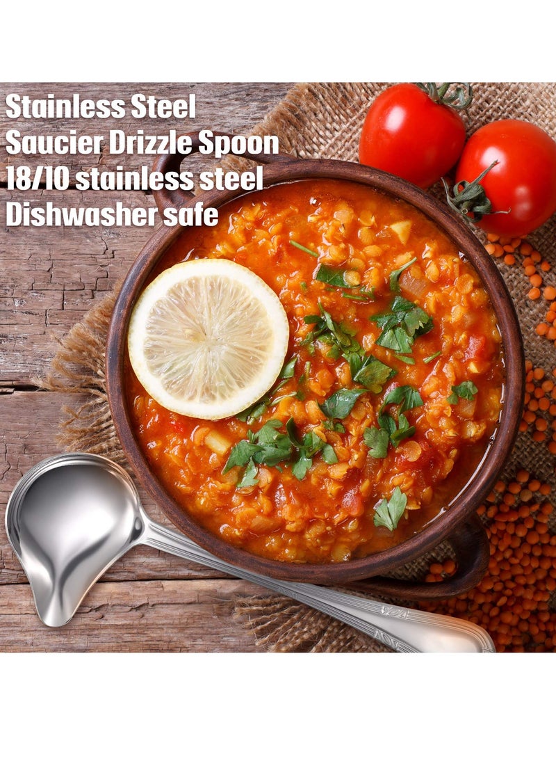 Excefore Gravy Drizzle Spoon with Pouring Spout, 18/10 Stainless Steel Saucier Sauce Soup Spoon for Spooning Gravies and Sauces  - Image 5