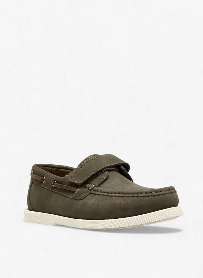 Mister Duchini Boys Hook & Loop Leather Moccasins