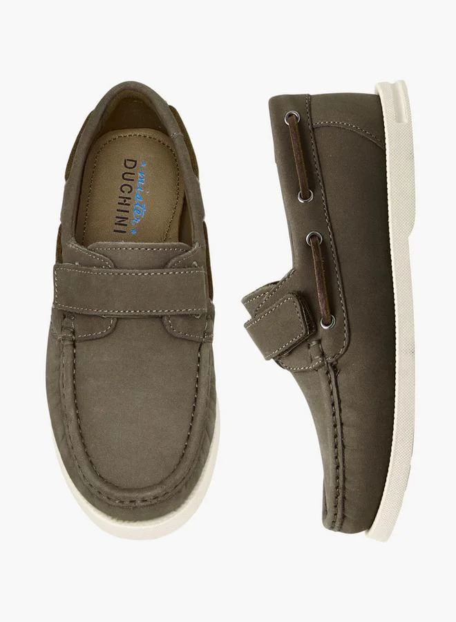 Mister Duchini Boys Hook & Loop Leather Moccasins