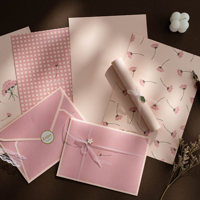 Japanese Style Cute Ins Fresh Student Letterhead Envelope Set Textures Exquisite Gift Letterhead Love Letter Handwriting Paper - Image 5