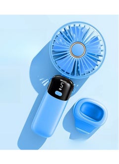 Exotic Mini Handheld Fan, 5 Speeds Portable Personal Fans with LED Screen 90° Adjustable Cooling Fan Removable Base, 3000mAh Quiet USB Fan for Home Office Outdoor Travel, 16-24 Hours Working (Blue)  - Image 1