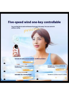Exotic Mini Handheld Fan, 5 Speeds Portable Personal Fans with LED Screen 90° Adjustable Cooling Fan Removable Base, 3000mAh Quiet USB Fan for Home Office Outdoor Travel, 16-24 Hours Working (Blue)  - Image 4
