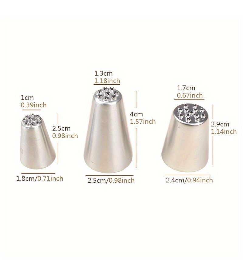 Stainless Steel Grass Tip 3pcs Cake Decorating Nozzles Icing Pastry Tools - Image 3