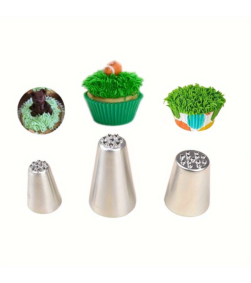 Stainless Steel Grass Tip 3pcs Cake Decorating Nozzles Icing Pastry Tools - Image 5