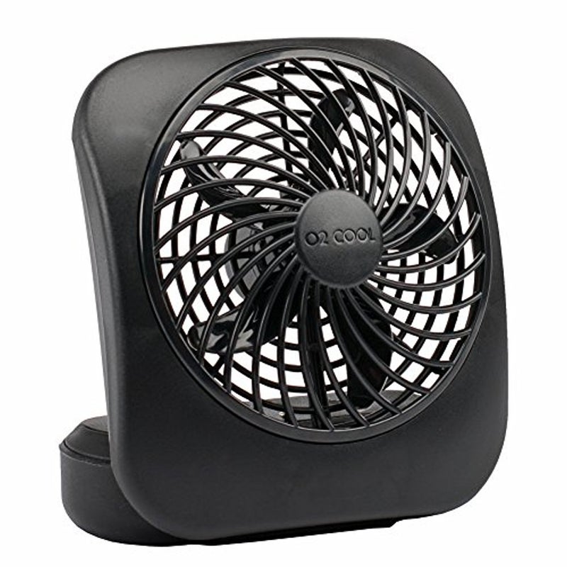 O2COOL Treva 5 Inch Battery Powered Fan Portable Desk Fan 2 Cooling Speeds with Compact Folding & Tilt Design Cubicle Accessories Small Portable (Black) - Image 1