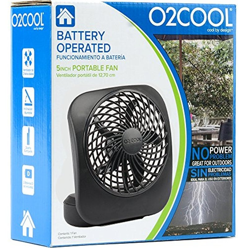 O2COOL Treva 5 Inch Battery Powered Fan Portable Desk Fan 2 Cooling Speeds with Compact Folding & Tilt Design Cubicle Accessories Small Portable (Black) - Image 4