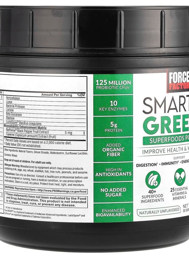 Force Factor Smarter Greens™ Superfood Powder Unflavored 14.8 oz (420 g) - Image 2