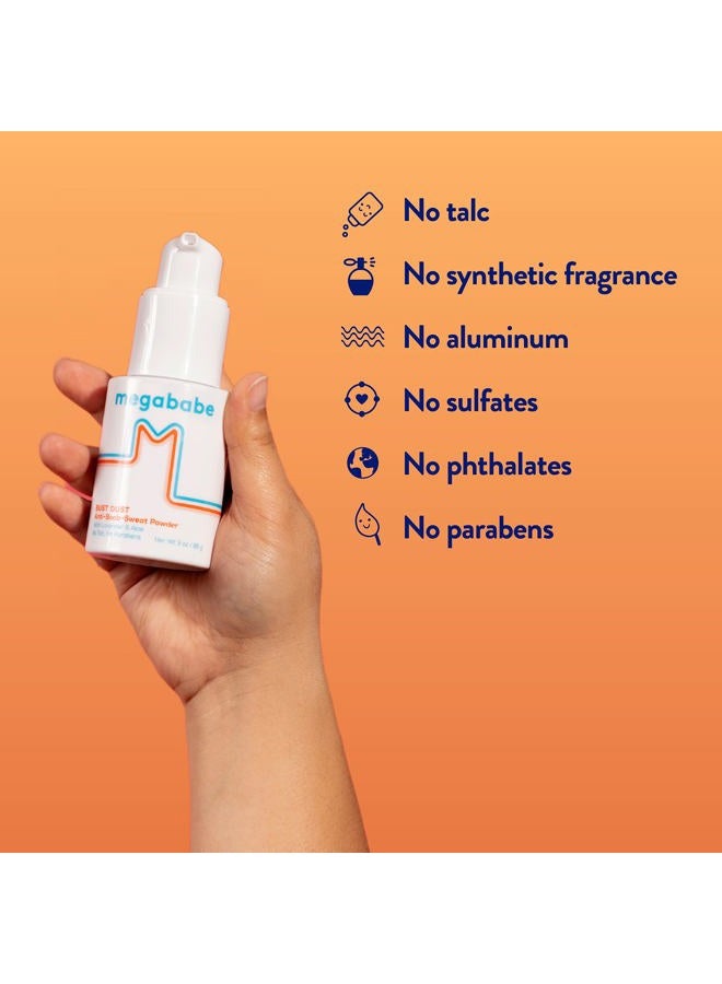 Megababe بودرة الجسم الممتصة للرطوبة - بودرة الصدر | مع مضخة تطبيق | خالية من التلك، طبيعية بالكامل | 3 أونصات - Image 5