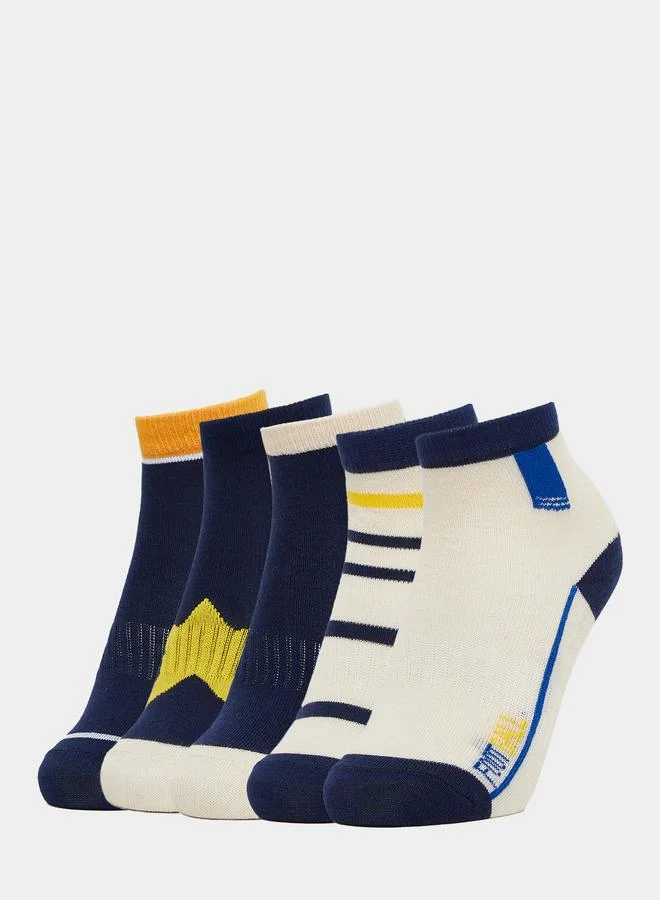 Styli Pack of 5 - Kids Navy Blue Cotton Blend Socks