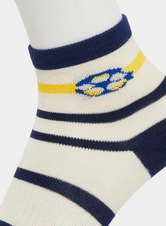 Styli Pack of 5 - Kids Navy Blue Cotton Blend Socks - Image 3