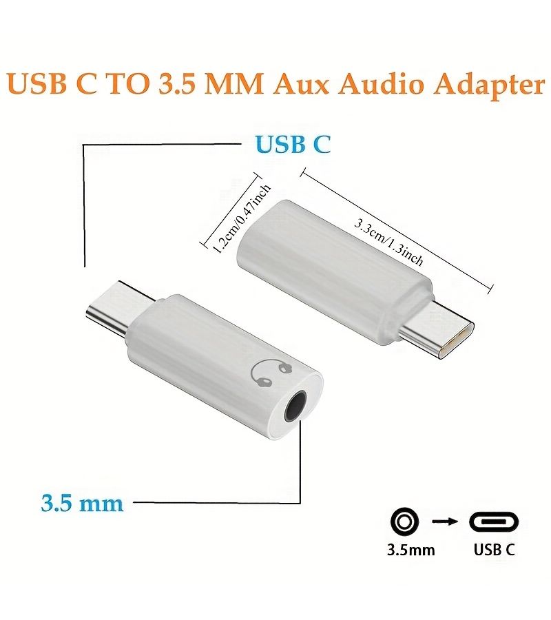 مجموعة من محولين صوت Hi-Fi USB-C إلى 3.5 ملم لمقبس سماعات الرأس باللون الأبيض، متوافقة مع iPhone 15 وGalaxy S23 وS22 Ultra وiPad Pro وPixel - Image 2