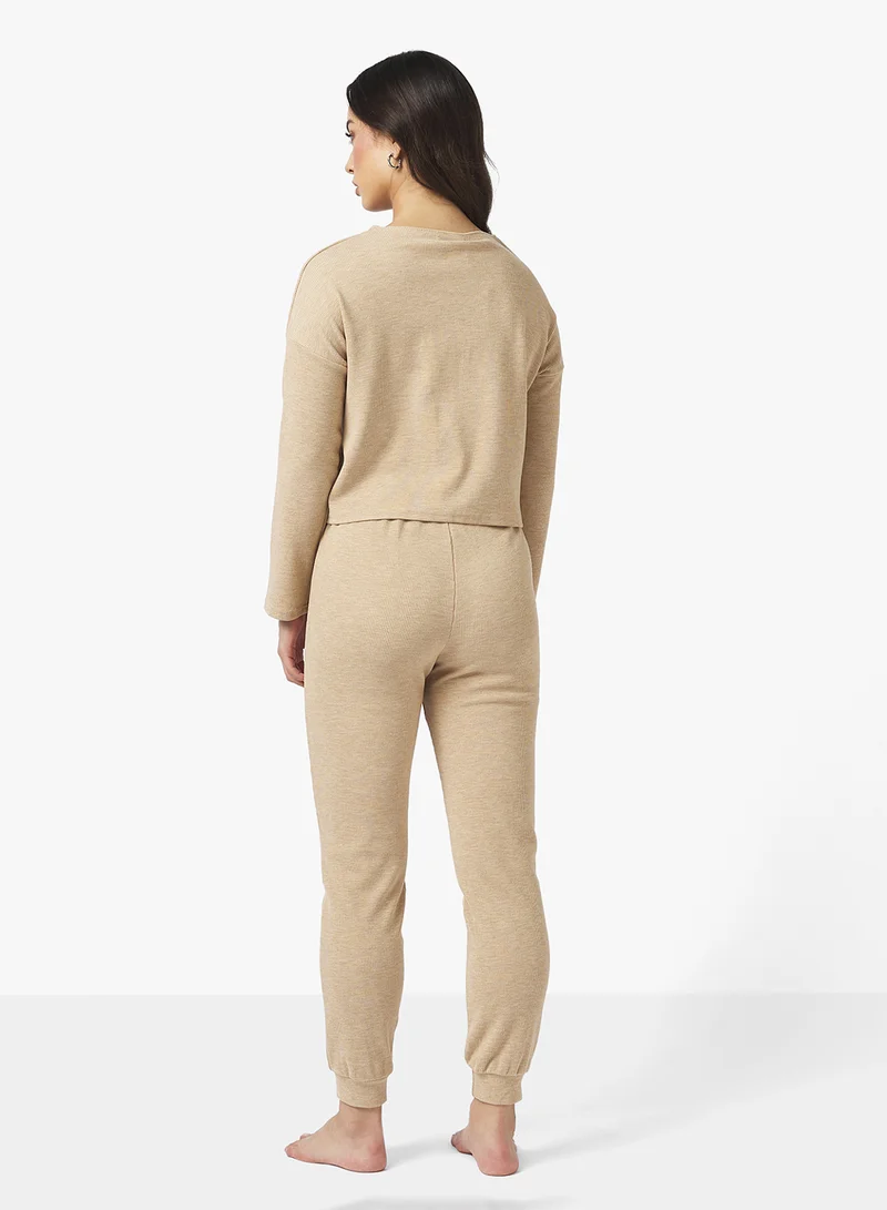 Ginger Basics V Neck Fine Knit Jumper & Pant Set