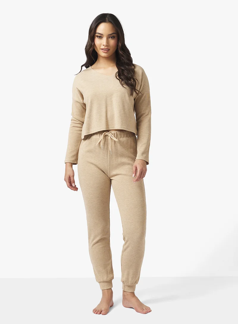 Ginger Basics V Neck Fine Knit Jumper & Pant Set
