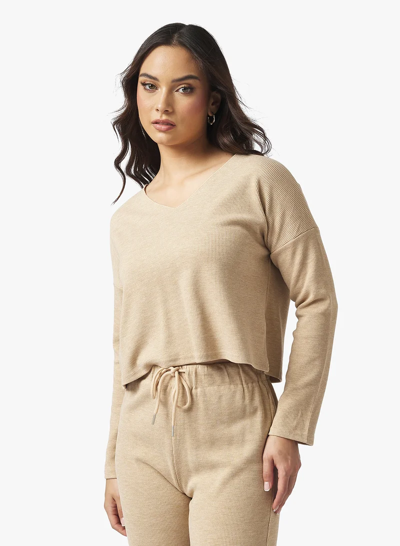 Ginger Basics V Neck Fine Knit Jumper & Pant Set