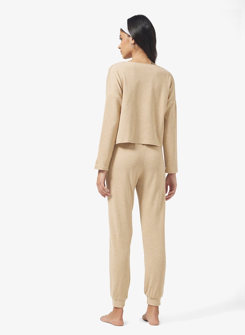 Ginger Basics V Neck Fine Knit Jumper & Pant Set - Image 2