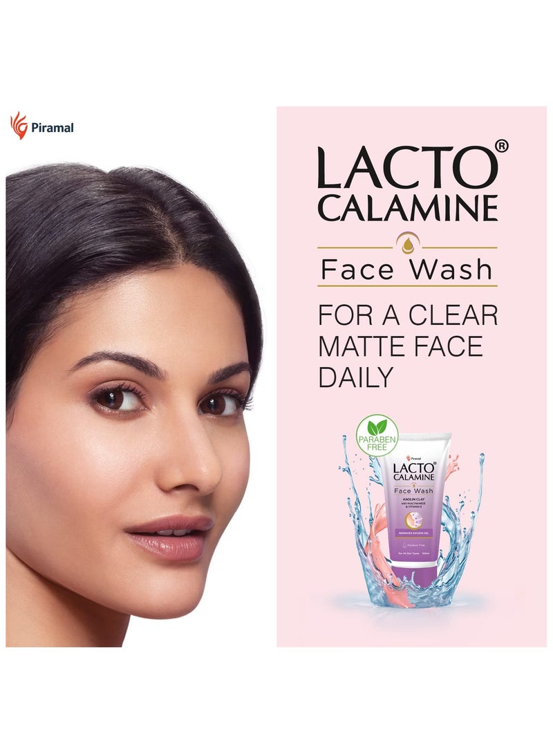 لاكتو كلامين غسول الوجه لاكتو كالامين للبشرة الدهنية 100 مل لكل قطعة - عبوة من 2 غسول للوجه من طين الكاولين والنياسيناميد وفيتامين E يقلل من الزيوت الزائدة ويتحكم في البثور والرؤوس السوداء والرؤوس البيضاء. - Image 2