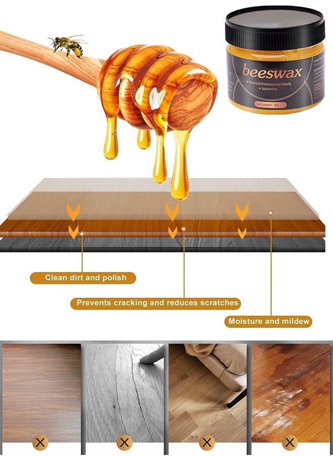WILLIAM WEIR Natural Beeswax Furniture Polish Wood Seasoning Beewax for Wood Polish and Conditioner Multipurpose Waterproof and Repair Wood Wax Wood Cleaner and Polish Furniture Wax  - Image 4