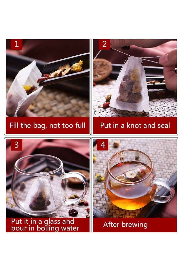SOLARAE 100 قطعة أكياس شاي قابلة للاستخدام مرة واحدة للشاي السائب، أكياس فلتر شاي قابلة للتحلل مع حبل سحب، أكياس شاي فارغة من ألياف الذرة للشاي السائب (6X8 سم) - Image 4
