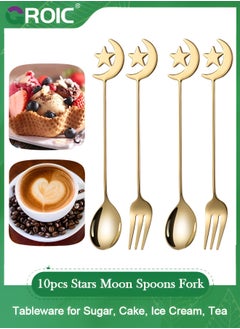 10pcs Stars Moon Spoons Fork, Espresso Fruit Forks, Stainless Steel Mini Creative Tableware for Sugar, Cake, Ice Cream, Tea, Stirring Mixing Teaspoon Set - pzsku/ZE3A928D9195733AE3DE5Z/45/_/1735356119/2d4f3743-5c19-4b9b-9349-1aa7f896fc7a