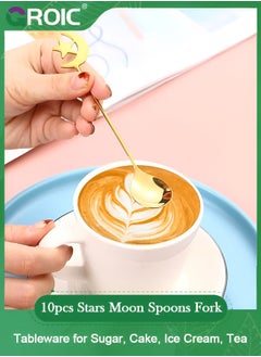 10pcs Stars Moon Spoons Fork, Espresso Fruit Forks, Stainless Steel Mini Creative Tableware for Sugar, Cake, Ice Cream, Tea, Stirring Mixing Teaspoon Set - pzsku/ZE3A928D9195733AE3DE5Z/45/_/1735356120/4e0b84ad-ea09-4ac2-a812-14f0f05256ee