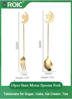 10pcs Stars Moon Spoons Fork, Espresso Fruit Forks, Stainless Steel Mini Creative Tableware for Sugar, Cake, Ice Cream, Tea, Stirring Mixing Teaspoon Set - pzsku/ZE3A928D9195733AE3DE5Z/45/_/1735356120/91d6b92b-5509-4c08-a92a-f784545c5db8