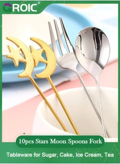 10pcs Stars Moon Spoons Fork, Espresso Fruit Forks, Stainless Steel Mini Creative Tableware for Sugar, Cake, Ice Cream, Tea, Stirring Mixing Teaspoon Set - pzsku/ZE3A928D9195733AE3DE5Z/45/_/1735356122/e8c8d31a-3912-40f8-bc01-9f1f563b5fd8