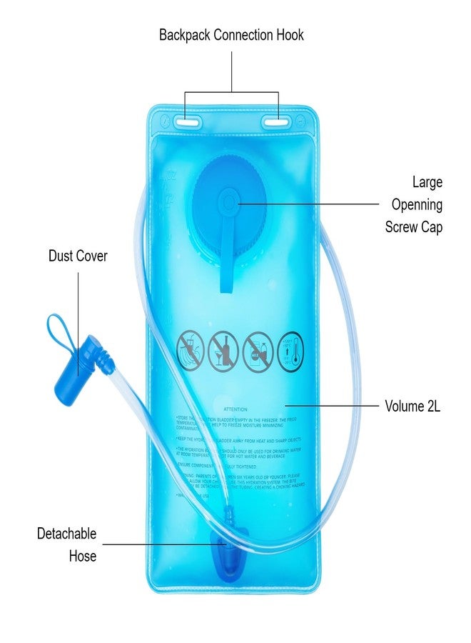 Everfun حقيبة EVERFUN لتر 2 70 أونصة خزان مياه لحقائب الظهر للمشي، حقيبة مياه مانعة للتسرب مع خرطوم قابل للفصل وصمام عضّ عالي التدفق، كيس مياه للدراجات، الجري - Image 2