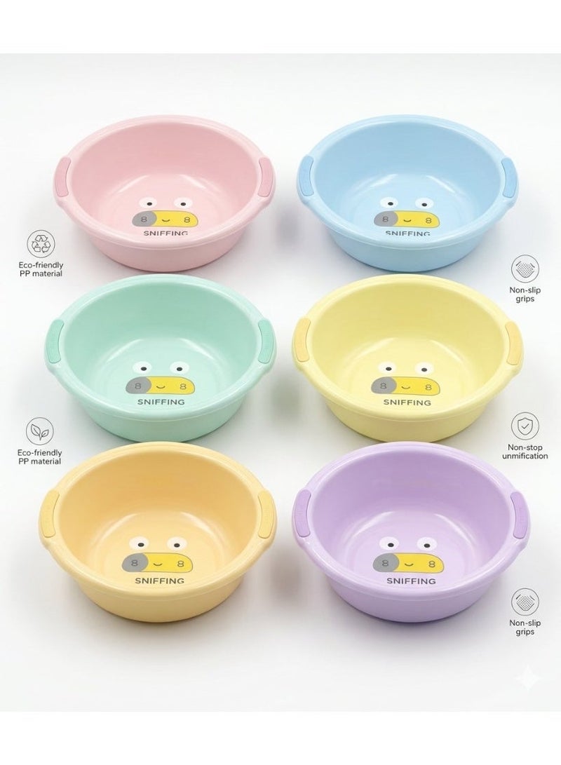 Versatile Kids Wash Basin & Household Utility Tub with Cartoon Print - Durable Thick Plastic Basin for Washing, Bathing, and Organizing - Image 1