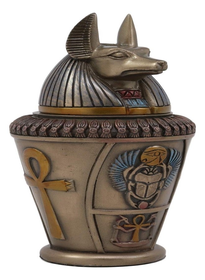 Ebros Gift Ebros Ancient Egyptian Gods and Deities Duamutef Canopic Jar Statue 5.75" H Four Sons of Horus with Winged Scarab and Ankh Base Figurine Storage Box Kingdom Egypt Collectible Decor Sculpture Replica - Image 4