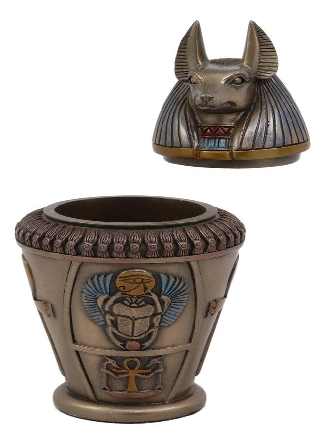 Ebros Gift Ebros Ancient Egyptian Gods and Deities Duamutef Canopic Jar Statue 5.75" H Four Sons of Horus with Winged Scarab and Ankh Base Figurine Storage Box Kingdom Egypt Collectible Decor Sculpture Replica - Image 5