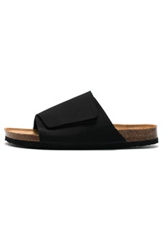 RUIZUSTOCK Mens Cork Slippers Summer Beach Sandals Black
