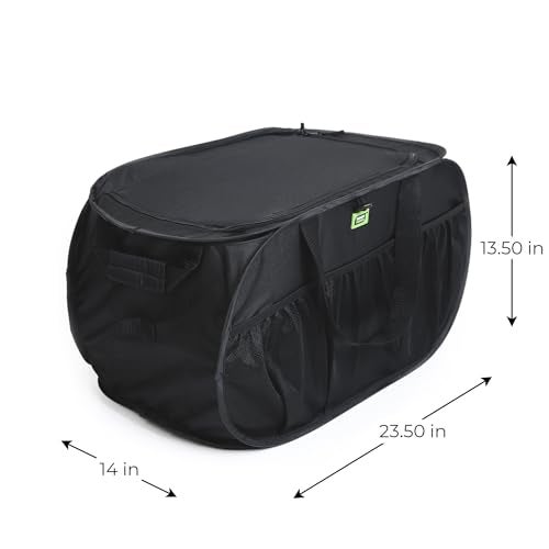 Smart Design Pop Up Trunk Organizer w/ Easy Carry Handles, Side Pockets, & Zipper Top - 23 Inch - Durable Fabric Collapsible Design - Home Organization (Holds 50 lbs.) [Black] - Image 3
