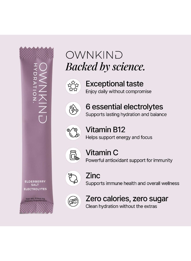 OWNKIND Electrolytes Powder Sachets - Elderberry | Zero Sugar, All 6 Electrolytes, Hydration Multiplier w/Essential Minerals, Vitamins, Immune & Metabolic Functions. Vegan, Sugar & Gluten Free - Image 2