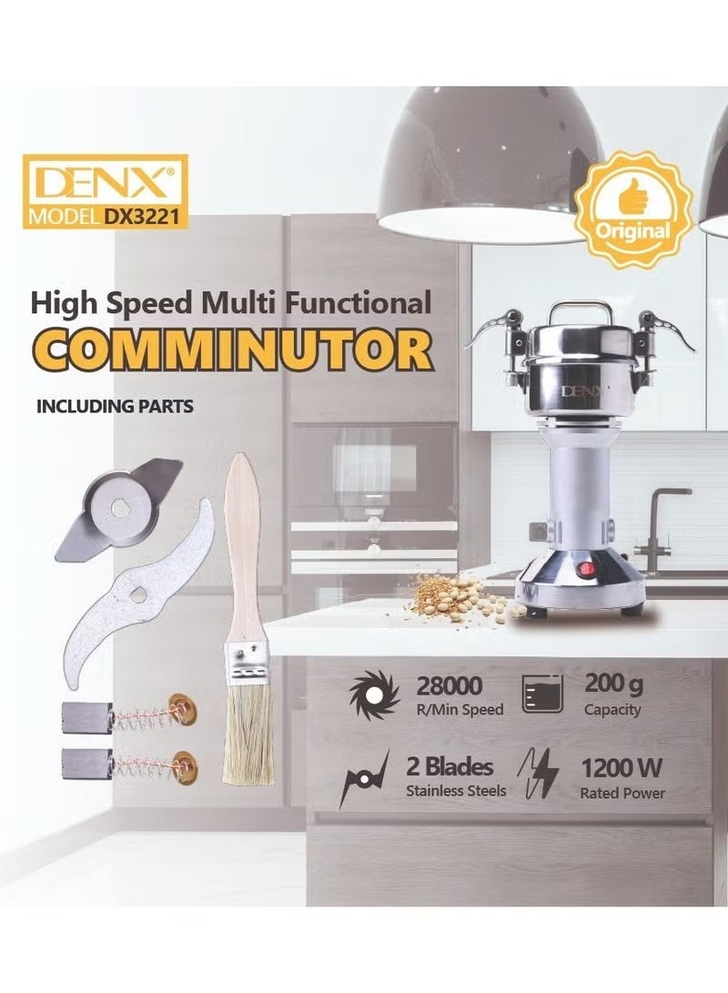 Denx مطحنة كهربائية 1200W بسعة 200g، طحن عالي السرعة 28000 دورة/دقيقة للقهوة والتوابل والمكسرات والأعشاب والحبوب – مثالية للمنازل والمطاعم والفنادق DX3221 - Image 4