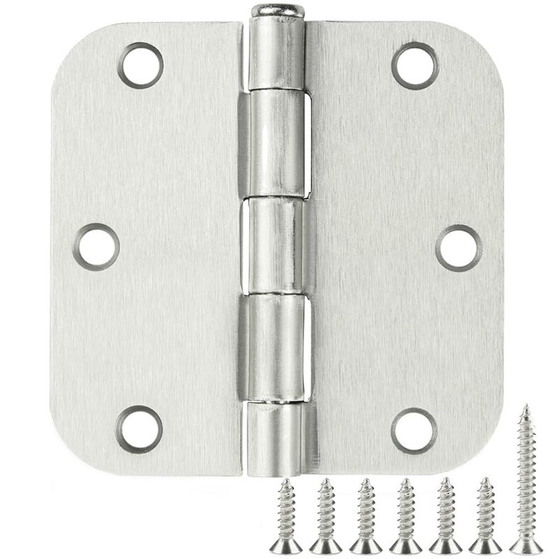 30 Pack Rounded Brushed Nickel Door Hinges 35 Inch 58 Radius 3 12 Satin Sliver Hinge No Squeak Flat Bifold for Bedroom Pantry Clean Glass French Interior Wood DoorsTableGateHardware