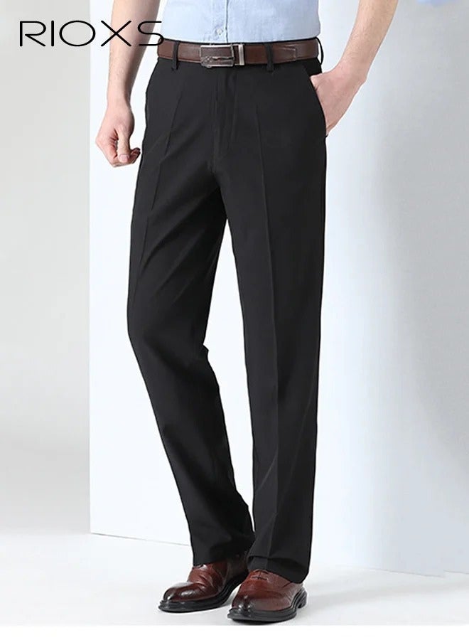 Men's Regular Fit Wrinkle-Free Stretch Dress Pants with Pockets, Light Grey - Image 2