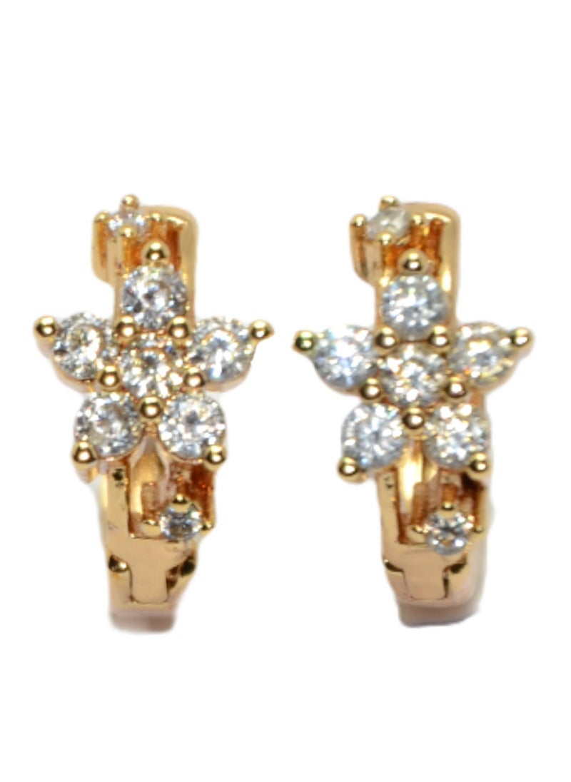 Generic Earrings (Tkahh) With Zircon Lobes For Women - Golden Color  - Image 1
