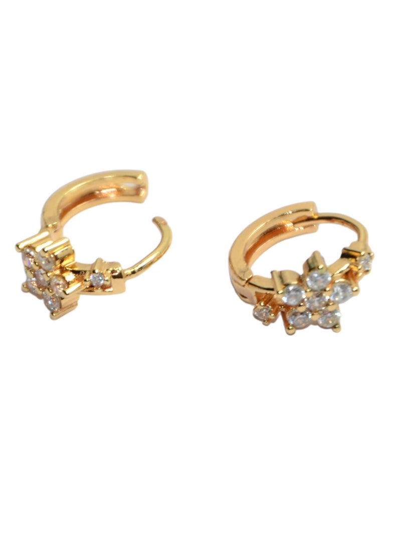 Generic Earrings (Tkahh) With Zircon Lobes For Women - Golden Color  - Image 2